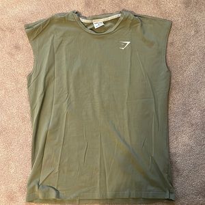 GYMSHARK DRYFIT stretchy material green sleeveless shirt size Medium